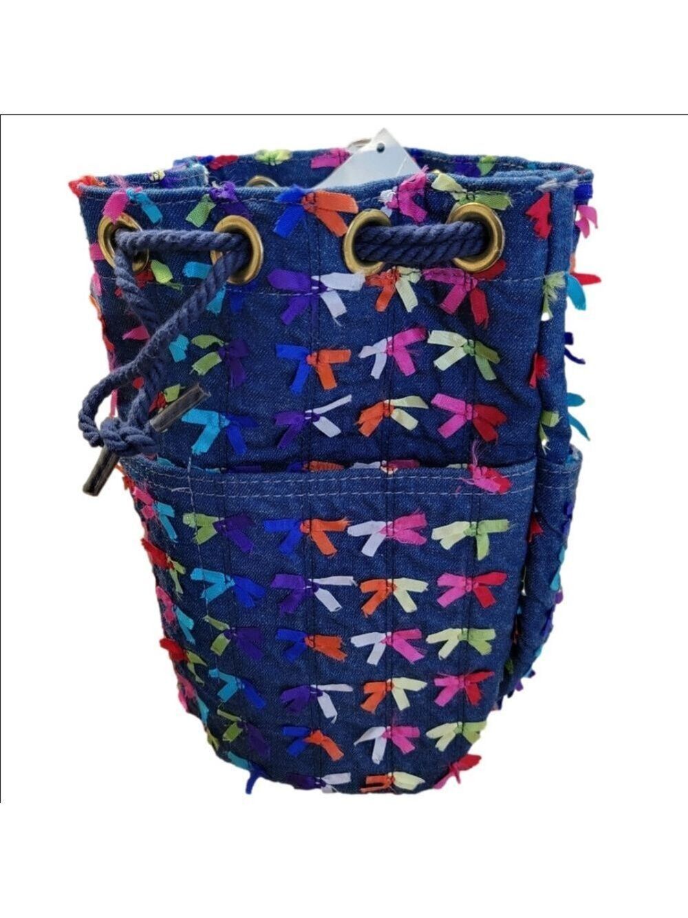 Vintage Denim & Bows Bucket Bag Purse NWT